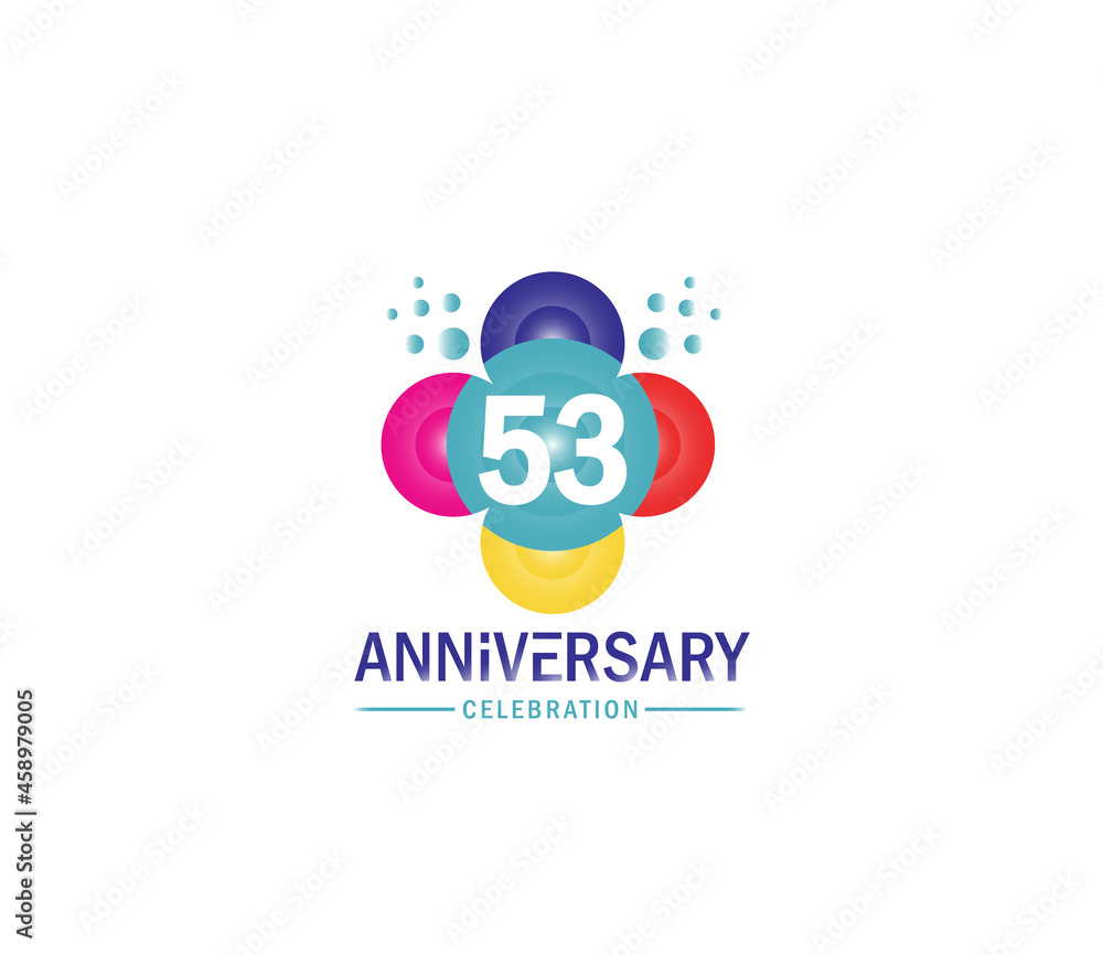 Celebration of Festivals Days 53 Year Anniversary, Invitations, Corporate, Party Events, Company Based, Banners, Posters, Card Material, effect Colors Design