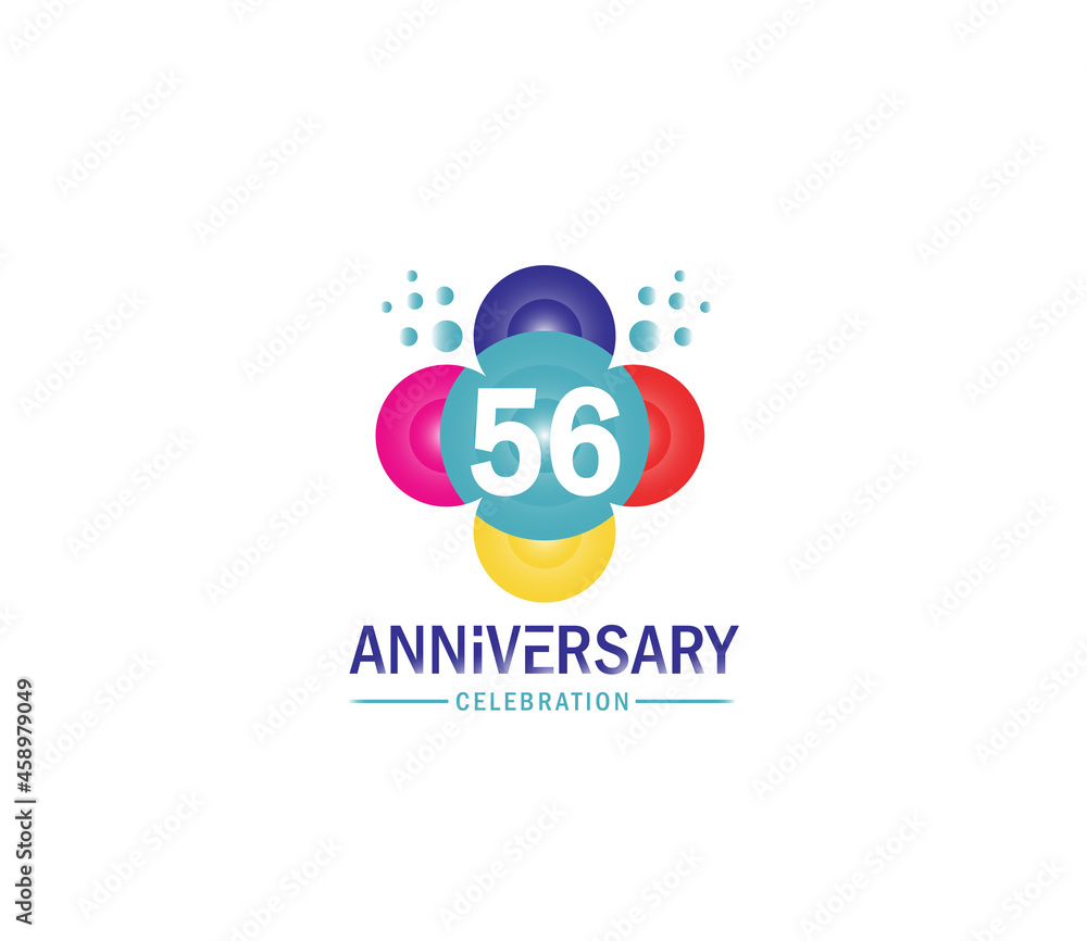 Celebration of Festivals Days 56 Year Anniversary, Invitations, Corporate, Party Events, Company Based, Banners, Posters, Card Material, effect Colors Design