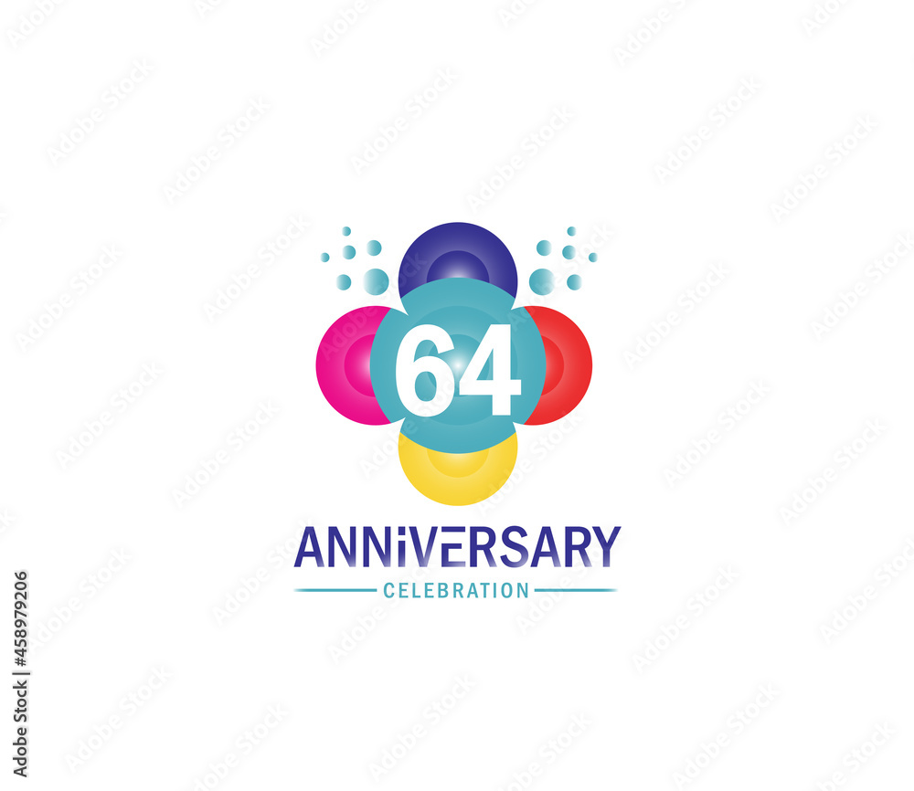 Celebration of Festivals Days 64 Year Anniversary, Invitations, Corporate, Party Events, Company Based, Banners, Posters, Card Material, effect Colors Design