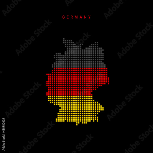 Square dots pattern map of Germany. Dotted pixel map with flag colors. Vector illustration