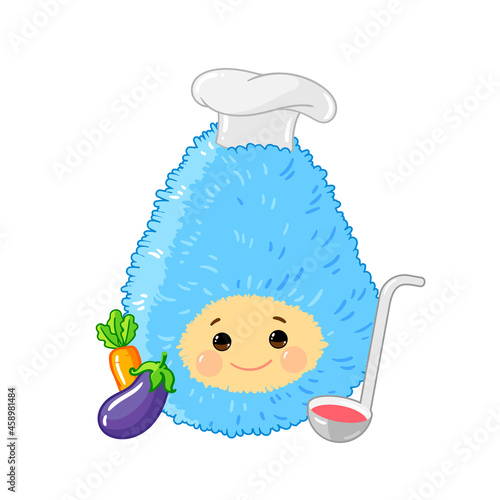 professions in a cartoon flat style for children. cook, the character is a cute avocado.