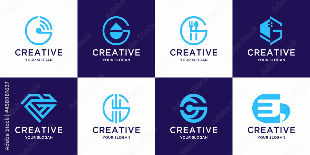 Set of creative monogram initial letter g logo template Set of creative monogram initial letter g logo template