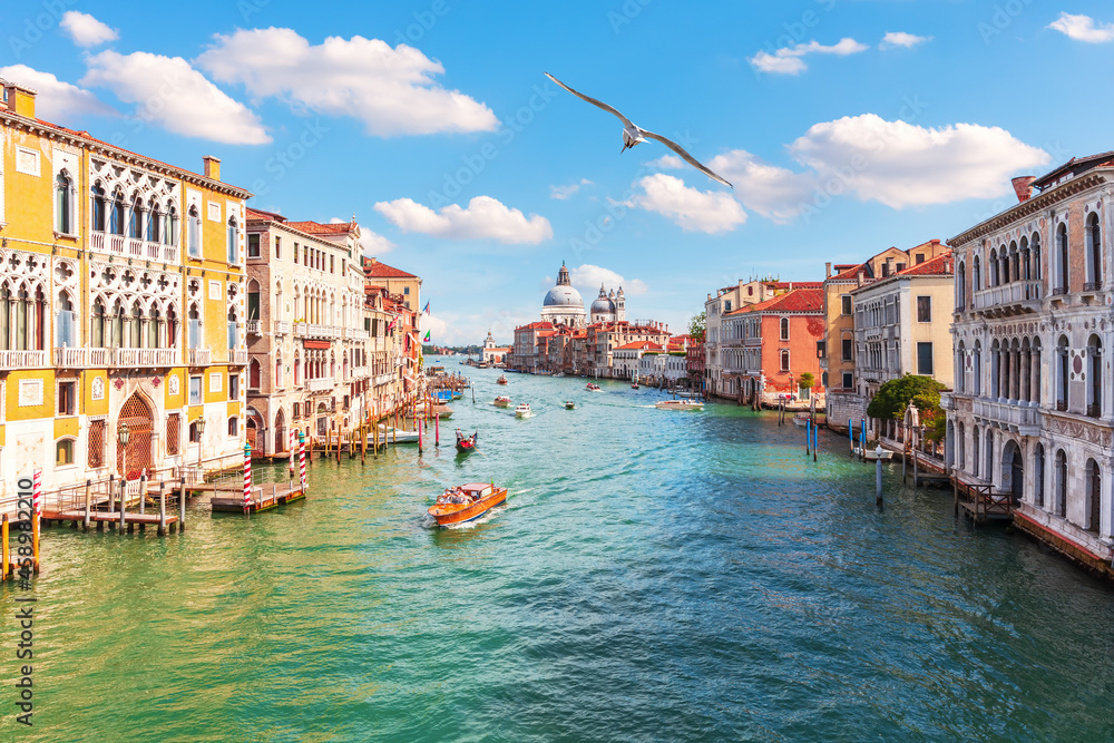 Fototapeta premium Grand Canal of Venice, view of the Lagoon near Santa Maria della Salute, Italy