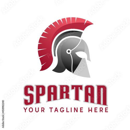 Simple and unique spartan or Gladiator helmet with hair image graphic icon logo design abstract concept vector stock. Can be used as a symbol related to warrior or sport