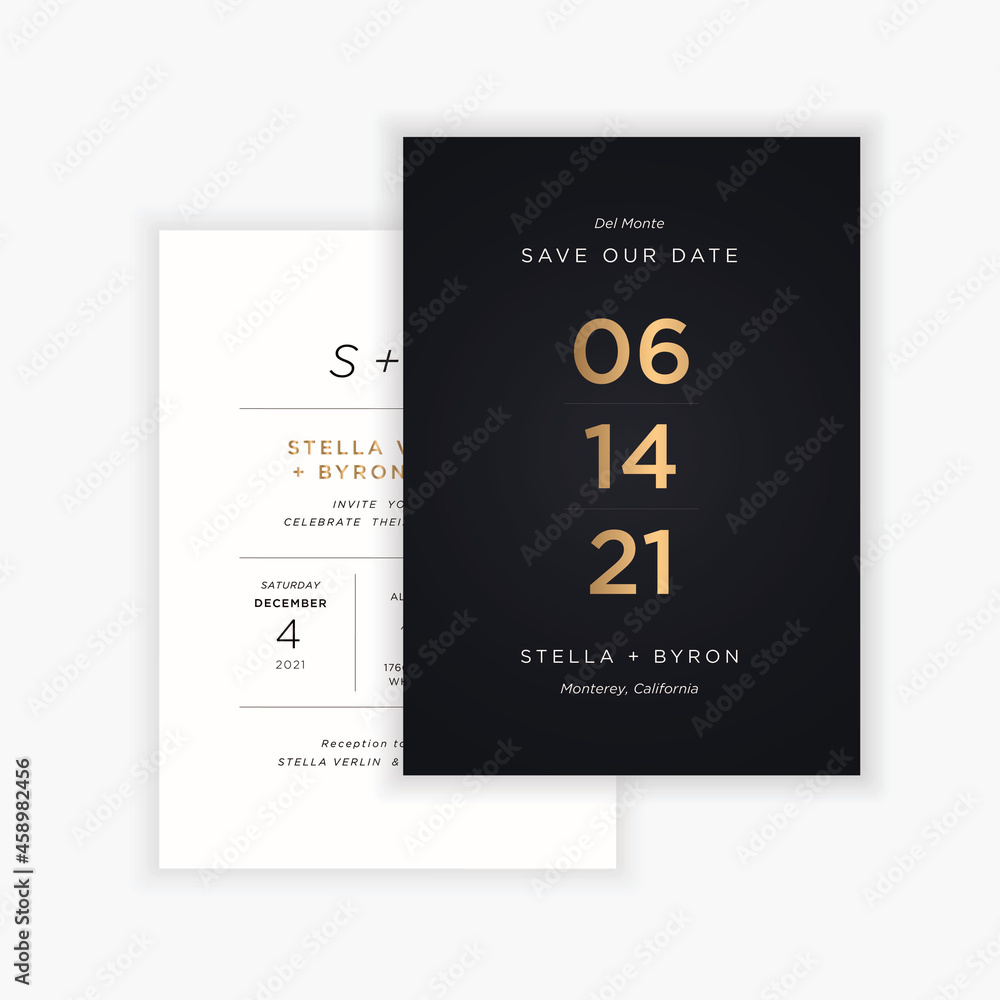 elegant black gold wedding card invitation template