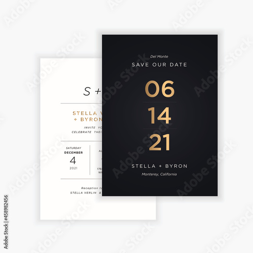 elegant black gold wedding card invitation template