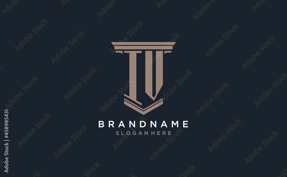 IV initial logo with pillar style, luxury law firm logo design ideas ...