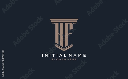 KF initial logo with pillar style, luxury law firm logo design ideas
