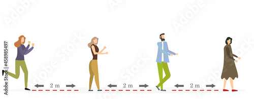 conversation of two people during coronavirus  social distance  conversation with each other  vector illustration