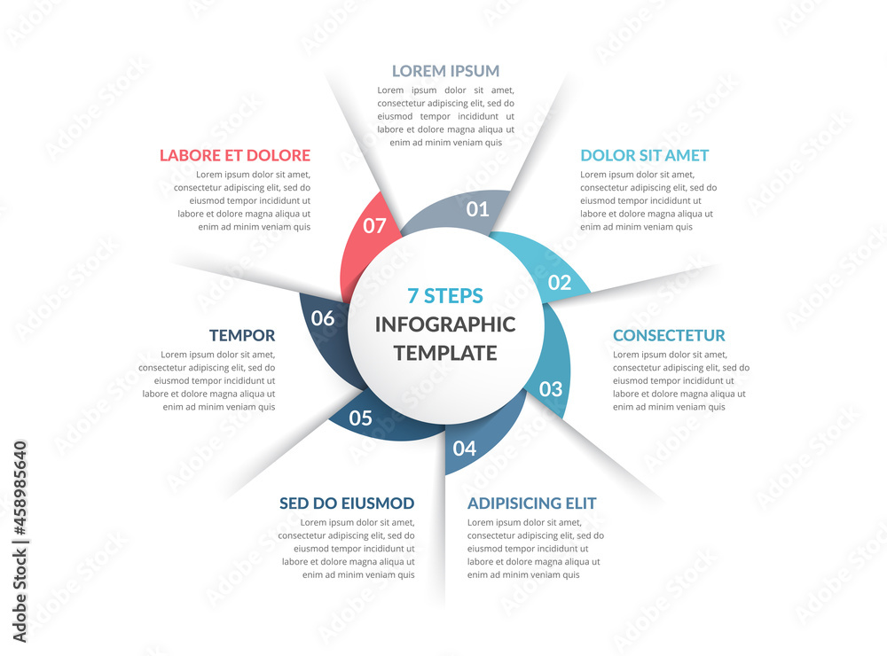 Circle diagram template with seven steps or options, process chart Circle diagram template with seven steps or options, process chart