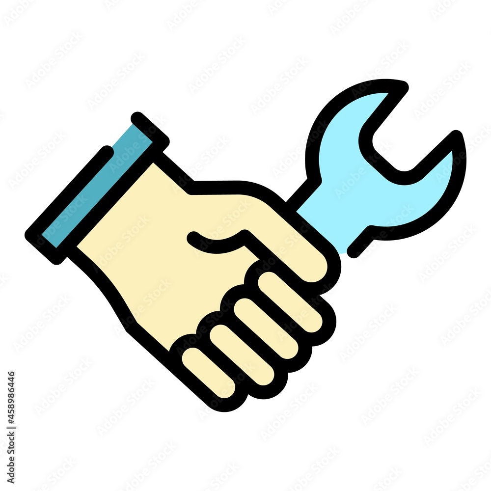 Wrench in hand icon. Outline wrench in hand vector icon color flat isolated Wrench in hand icon. Outline wrench in hand vector icon color flat isolated