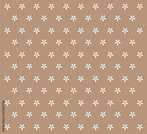 Seamless modern pattern with white flowers on beige background, simple banner, design for decoration, wrapping paper, print, fabric or textile, lovely card, vector illustration