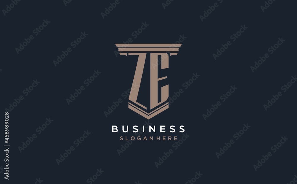 ZE initial logo with pillar style, luxury law firm logo design ideas ...