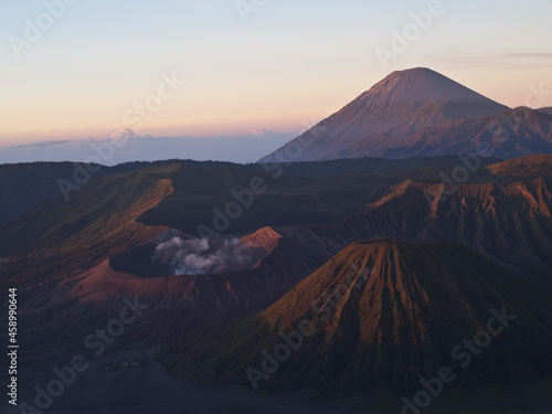 Sunrise light in Bromo and Semeru volcanos