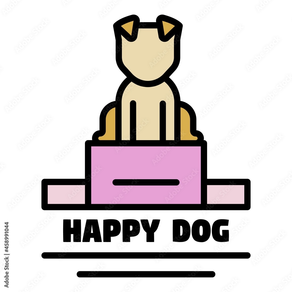 Happy dog logo. Outline happy dog vector logo color flat isolated Happy dog logo. Outline happy dog vector logo color flat isolated