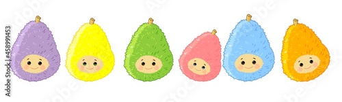 cute avocado haracters. vector illustration.