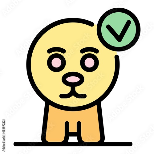 Cat without ears icon. Outline cat without ears vector icon color flat isolated