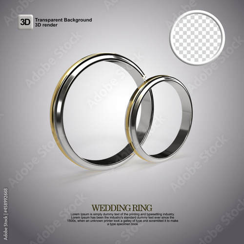 3D ring wedding render with transparetn background