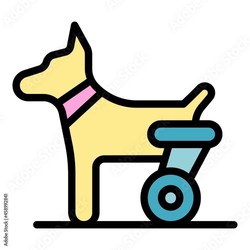 Dog hind legs trolley icon. Outline dog hind legs trolley vector icon color flat isolated