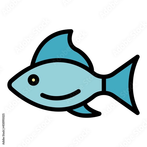 Sick fish icon. Outline sick fish vector icon color flat isolated