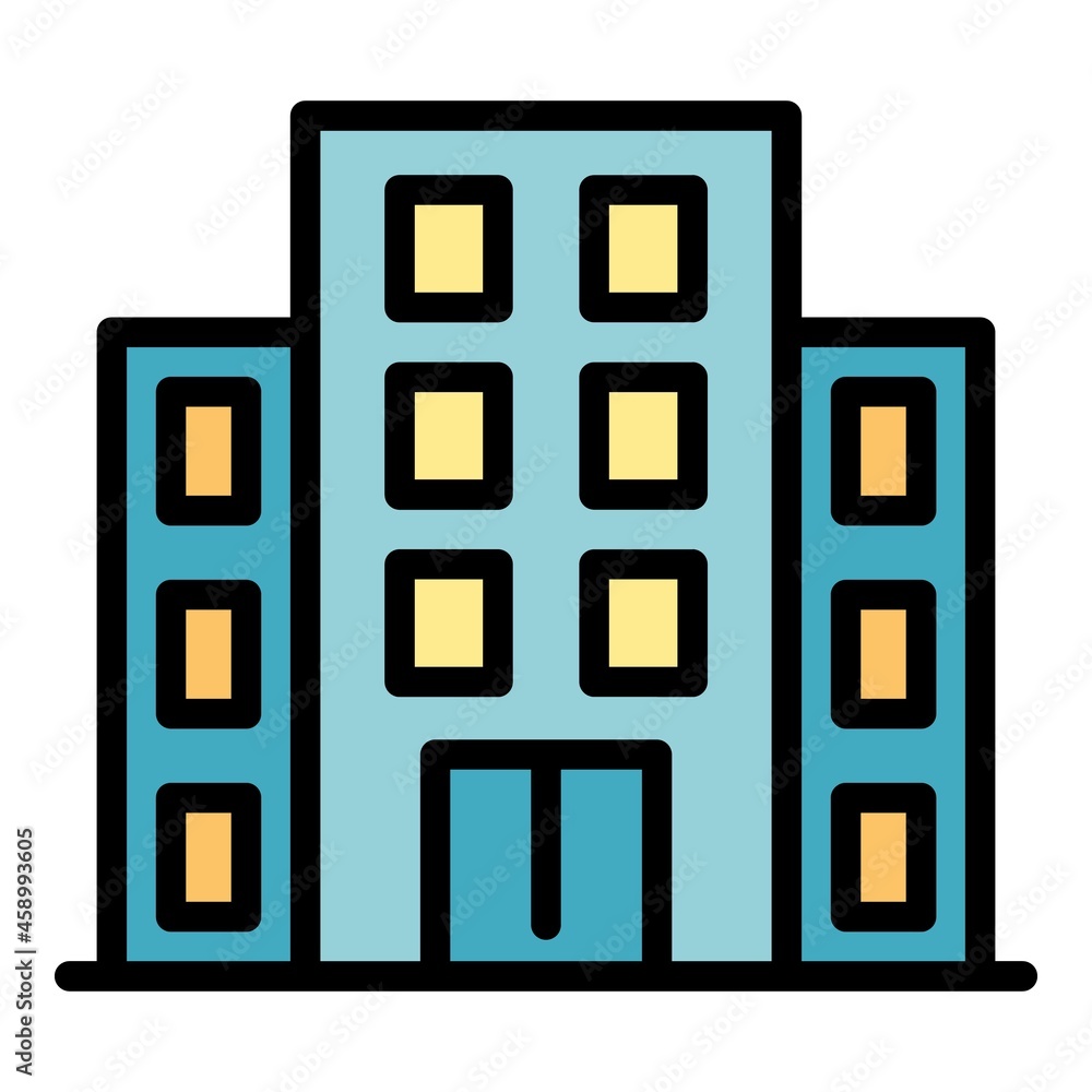 Clinic building icon. Outline cinic building vector icon color flat isolated Clinic building icon. Outline cinic building vector icon color flat isolated