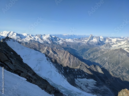 beautiful view of the valais alps with the world-famous matterhon above zermatt. mountaineering on the mountain dom © SimonMichael