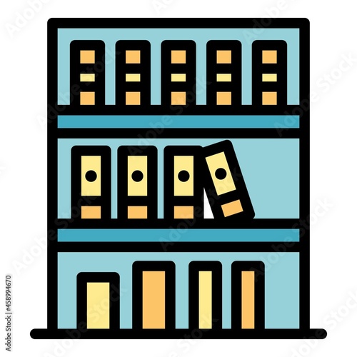 Case history folders icon. Outline case history folders vector icon color flat isolated