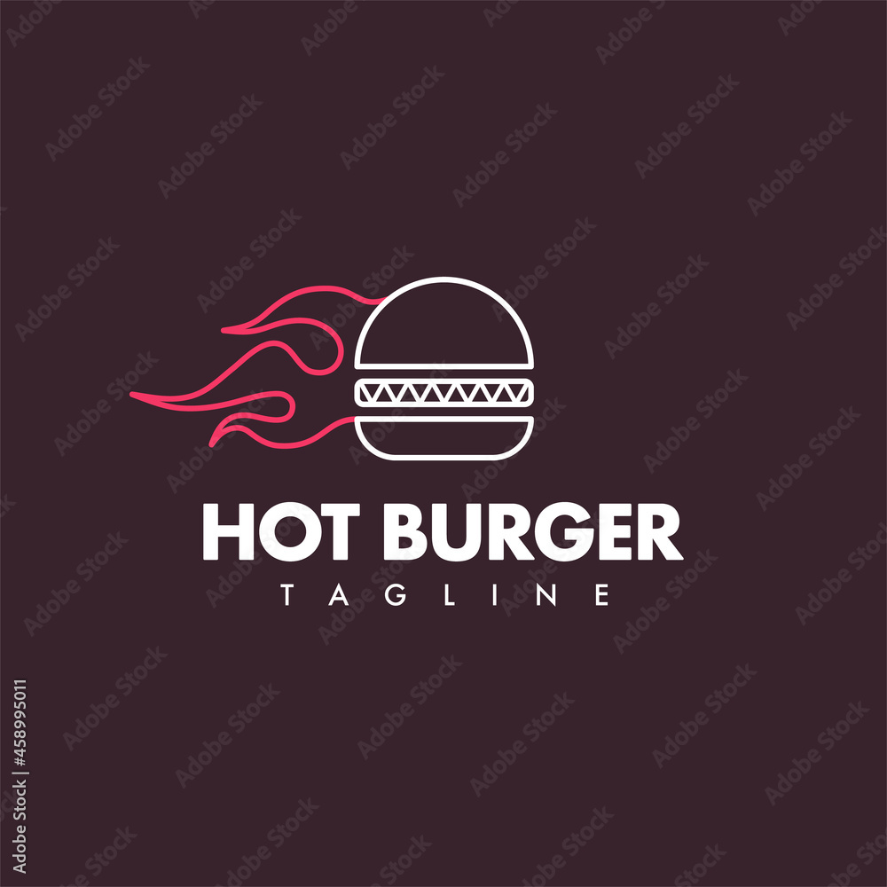 Hot burger. Logo template.
