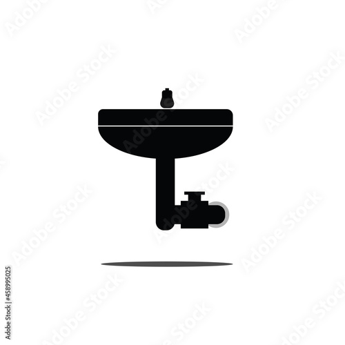 Sink Vector, Illustration, Icon for your illustration or any business purpose. Black icon and white background