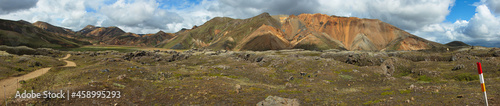 Colorful rocks on Laugar-loop trail in Landmannalaugar, Iceland, Europe 