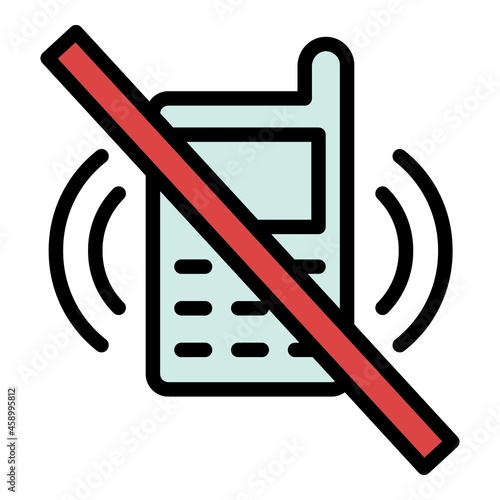 Crossed out telephone icon. Outline crossed out telephone vector icon color flat isolated