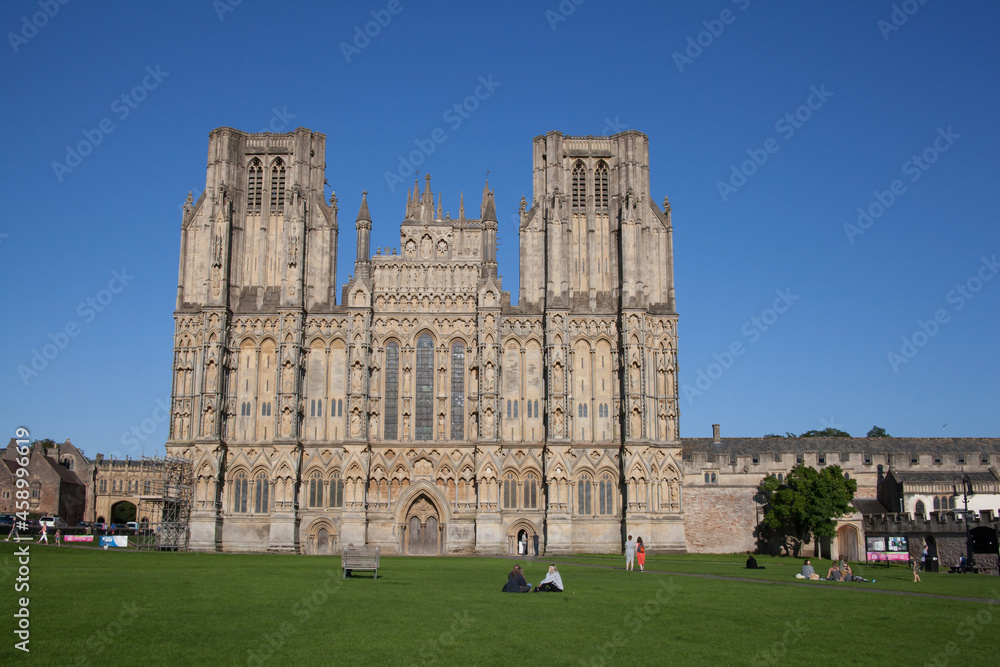 Views of Wells Cathedral in Wells, Somerset in the UK