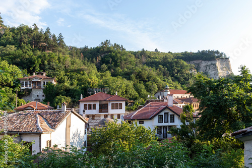 Typical street and old houses in historical town of Melnik  Bulgaria