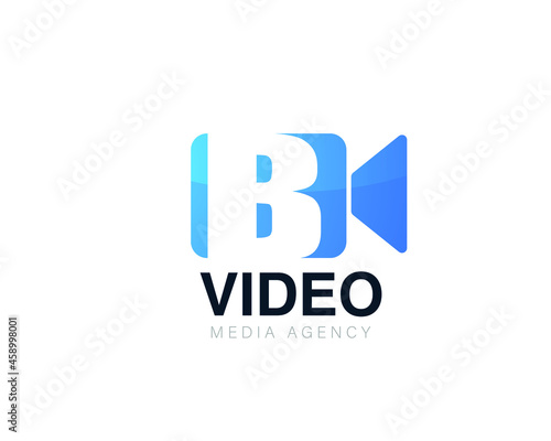 Initial letter b video conference and chat video logo