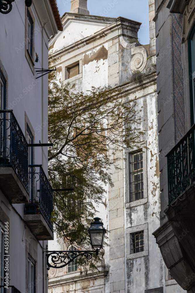 Historic traditional architecture in Lisbon city center, Portugal