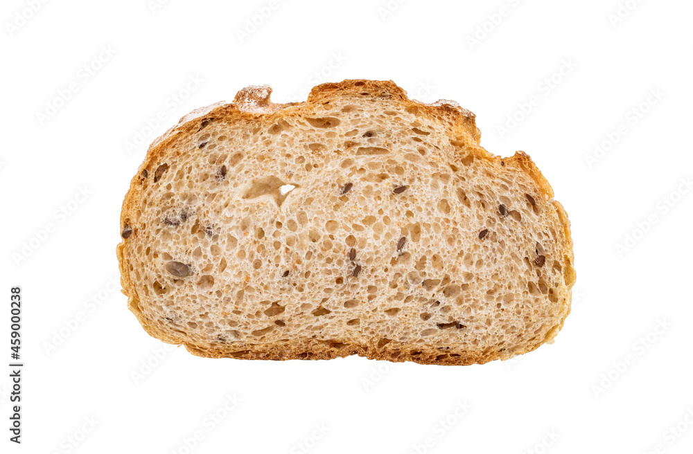 baguette bread sliced have flax seeds cereal isolated on white background. baguette bread sliced have flax seeds cereal isolated on white background.
