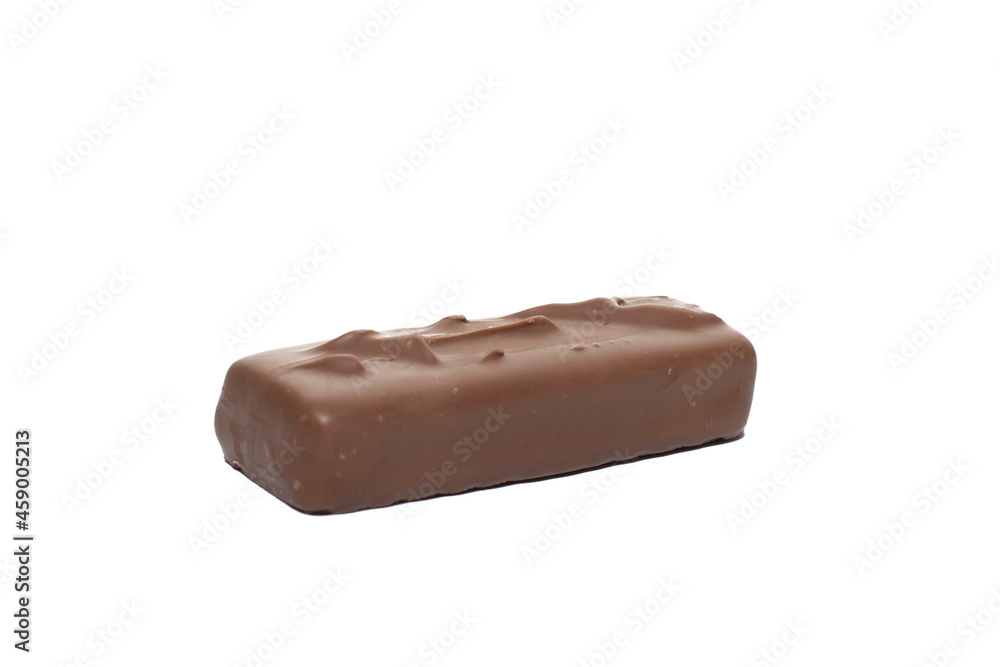 chocolate bar, filled with walnuts and caramel. Isolated on white background chocolate bar, filled with walnuts and caramel. Isolated on white background