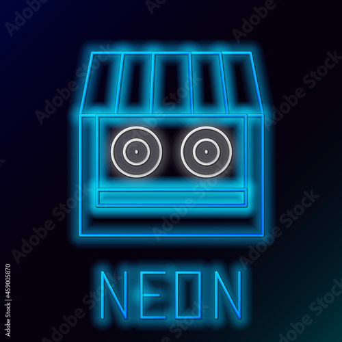 Glowing neon line Shooting gallery icon isolated on black background. Shooting range. Colorful outline concept. Vector