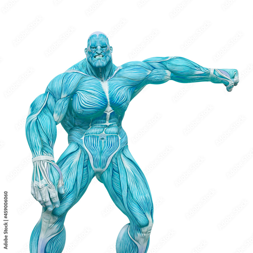 bodybuilder muscle maps is doing a side punch in white background bodybuilder muscle maps is doing a side punch in white background