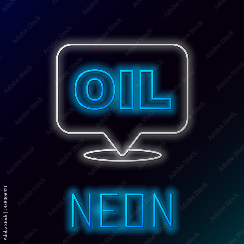 Glowing neon line Word oil icon isolated on black background. Colorful outline concept. Vector Glowing neon line Word oil icon isolated on black background. Colorful outline concept. Vector