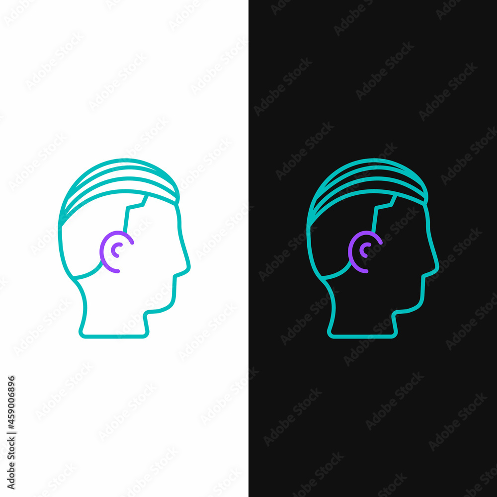 Line Hairstyle for men icon isolated on white and black background. Colorful outline concept. Vector
