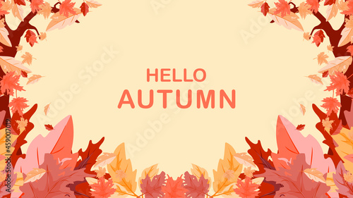 autumn leaves frame cover. seasonal thanksgiving background. vector illustration