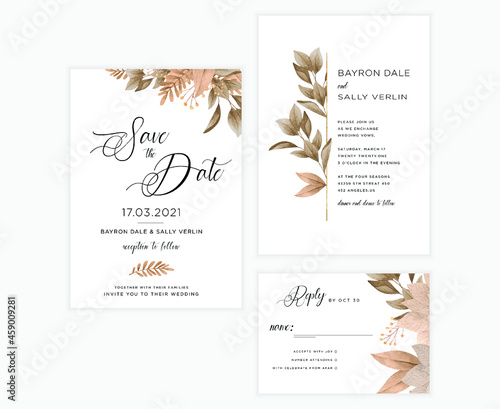 autumn wedding card invitation template
