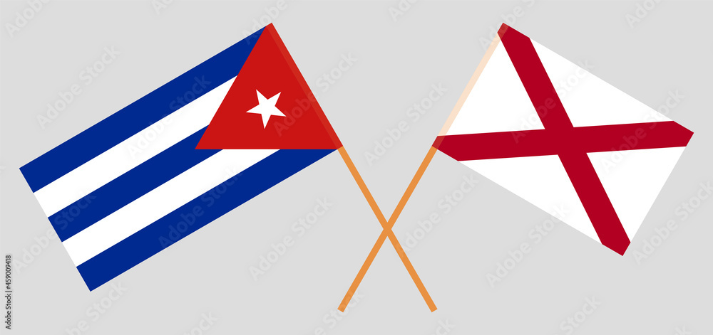 Crossed flags of Cuba and The State of Alabama. Official colors. Correct proportion Crossed flags of Cuba and The State of Alabama. Official colors. Correct proportion