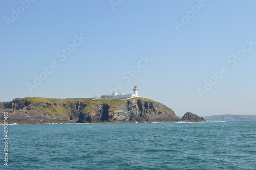 Atlantic Ocean. West Cork. Ireland. Rocks. Cliffs. Lighthouse. Beacon.