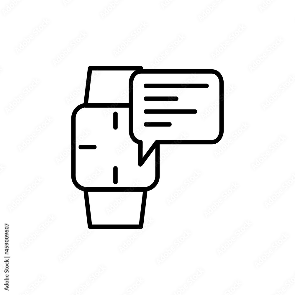 Smartwatch icon. Flat pictogram for web. Line stroke. Simple watches symbol isolated on white background. Outline vector eps10 Smartwatch icon. Flat pictogram for web. Line stroke. Simple watches symbol isolated on white background. Outline vector eps10