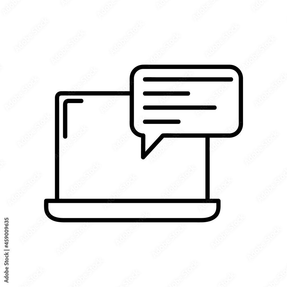 Chatting on pc device icon. Isolated on white background. Simple flat vector. Eps10 help support symbol Chatting on pc device icon. Isolated on white background. Simple flat vector. Eps10 help support symbol