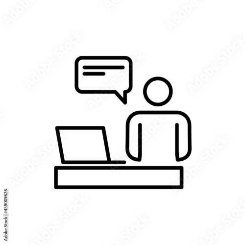 Chat speaking icon. Flat pictogram for web. Line stroke. Simple symbol isolated on white background. Outline talk vector eps10