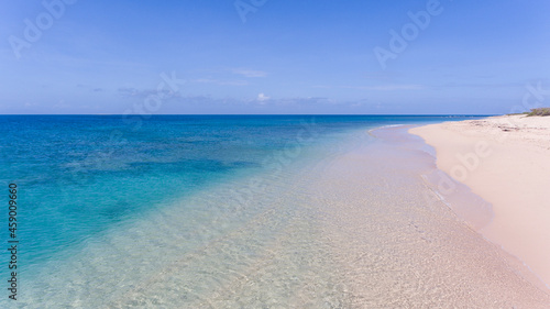 beautiful caribbean beach with turquoise blue color