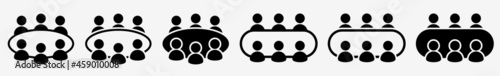 Business Meeting Icon Conference Meeting Set | Meetings Icon Conference Vector Illustration Logo | Team-Meeting Icon Isolated Round-Table-Meeting Collection